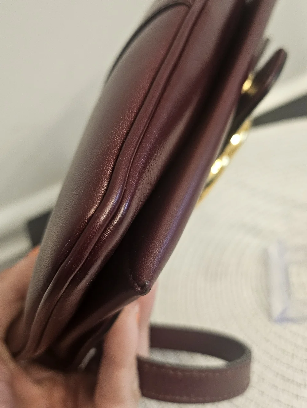 Gucci Arli Shoulder Bag Burgundy Leather Large GG Logo - Picture 5 of 14